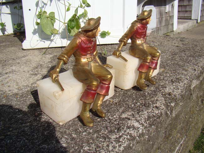 A charming pair of Pirate sitting on a treasure chest bookends circa 1928 — image 2